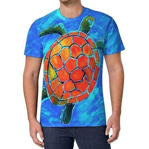 Tortoise Sea Turtles T-shirt met korte mouwen voor heren, casual T-shirt met ronde hals, modieus zomertops