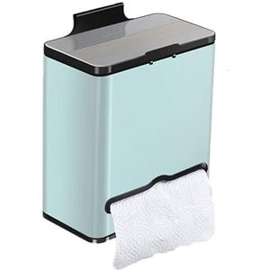 Afvalbak Hangende keukenafvalbak, roestvrij staal + plastic vuilnisbak met laden for kast slaapkamer badkamer keuken kantoor (Color : Green, Size : Front drawer)