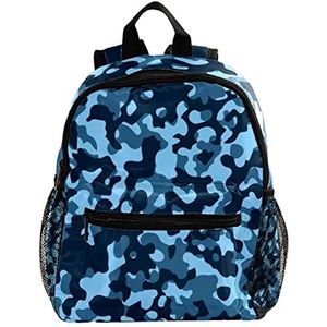 Leuke Mode Mini Rugzak Pack Bag Blauwe Militaire Camouflage, Multicolor, 25.4x10x30 CM/10x4x12 in, Rugzak Rugzakken