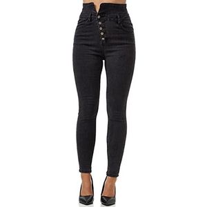 Elara Dames Jeans Stretch Chunkyrayan JS999 Schwarz-38 (M)