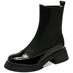 Regenlaarzen Luxe Laarzen Vrouwen Enkellaarzen Chunky Winter Schoenen Platform Enkellaarzen Slip op Chunky Hak Boot Dames Schoenen Regenschoenen (Color : Noir, Size : 39)