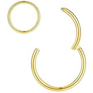 Neuspiercing 316L vrouwen hypoallergeen piercing neus ringen oorbellen chirurgisch staal septum sieraden scharnieren geschenk mode party sieraden Helixpiercing (Color : Gold, Size : 0.8mmx10mm)