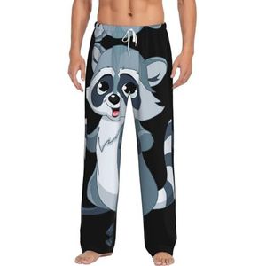 Leuke Wasbeer Mannen Lange Lounge Wear Broek Nachtkleding Pyjama Bottoms Nachtkleding Nachtkleding Met Zakken En Trekkoord, Wit, S