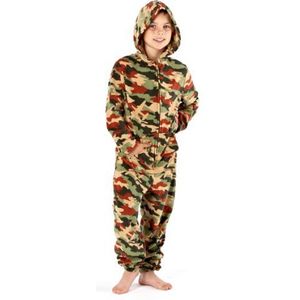Jongens Camo Print Warm Fleece Onesie All In Een Pyjama Nachtkleding Loungewear 1973