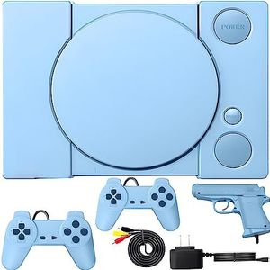 Retoo Retro gameconsole, 16 spel, blauw, mini 8-bits, 2 joysticks en spelpistool, tv-spelconsole, actiespel, klassieke console, Childhood Classic Game, videospelconsole voor gezinnen
