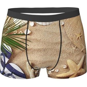 ZJYAGZX Zand Strand Palmboom Print Heren Boxer Slips Trunks Ondergoed Vochtafvoerend Heren Ondergoed Ademend, Zwart, XL