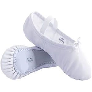 Balletschoenen voor meisjes, echt leer, balletschoenen, dansschoenen, dansschoenen voor vrouwen, meisjes, zachte schapenvacht, veterschoenen, balletschoenen, Wit, 31(foot 19.5cm)