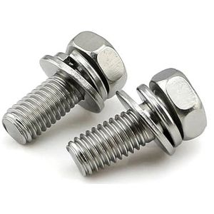 FULIMEI M3 M4 M5 M6 M8 M10 gecombineerde zeskantschroef, 304 roestvrijstalen kruiskopzeskantbout met ringen(M6 Kit -T0177)