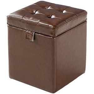 Vierkante Opbergpoef Met Scharnierend Deksel, PU Lederen Opbergvoetsteun Voor Woonkamer Slaapkamer Slaapzaal (Color : Brown)