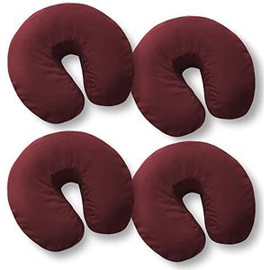 Saloniture Set van 4 hoogwaardige microvezel gezichtssteunhoezen, ultra zachte massagetafelhoes, bordeauxrood