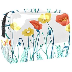 Waterdichte Make-up Pouch Paars Lavendel Bloemen Veld Make-up Tas Organizer Reizen Zip Toilettas Kleine Cosmetische Case Schoonheidstas voor Tieners Meisjes Vrouwen