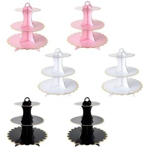 Taartstandaard 6-pack Kartonnen Cupcake-standaard, 3-laags Multicolor Taartstandaards Taartdisplaystandaard