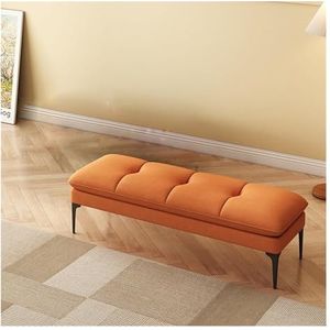 Opbergruimte Gestoffeerde Slaapkamerbanken, Kamer Voetsteun Kruk met Metalen Poten for Ingang Eetkamer Slaapkamer Einde van Bed Opbergruimte Ottomaanse Bank (Color : Orange, Size : 120 * 40 * 40cm)