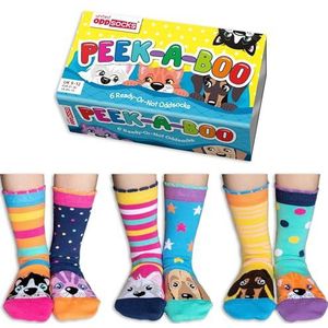 United Oddsocks - Pack van 6 Mix & Match kindersokken, nieuwigheid sokken voor kinderen 4-6 jaar oud, maat UK 9-12 (EU 27-30), Gluren, One Size