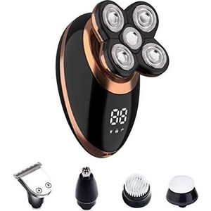 Leikance Elektrische Scheermeset, 5 in 1 Draadloze Hoofd Scheerapparaat Waterdichte Mannen Scheerapparaat USB Oplaadbare Grooming Kit