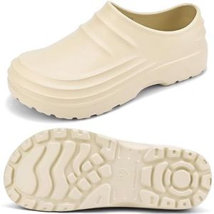 Schoenen, Chef-koksschoenen Voor Mannen En Vrouwen, Chef-koksschoenen, Antislip Waterdichte Lichtgewicht Veiligheidscomfort Tuinschoenen Voor Vrouwen (47,Beige)