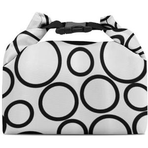 Yin Yang Zwart Wit Dots Resuable Lunch Box Bag Geïsoleerde Koeler Voedsel Tas Tote Box Met Afneembare Handvat Voor Picknick Werken