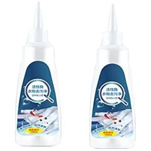 Actieve Enzym Vlekkenverwijderaar voor kleding, Actief Enzym Wasvlekkenverwijderaar, Hardnekkige Vlekkenreiniger voor kleding (2PCS White)