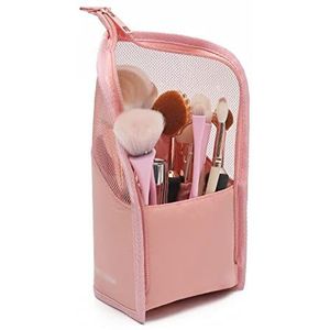 DieffematicHZB make-up tas 1 Pc Stand Cosmetic Bag for Women Clear Zipper Makeup Bag Travel Female Makeup Brush Holder Organizer Toiletry Bag (Color : Pink)