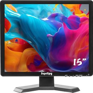 Suprlipy 38,1 cm (15 inch) TFT LCD CCTV-monitor 1024 x 768 4:3 kleurenscherm ondersteuning HDMI VGA AV BNC USB-poorten met geïntegreerde afstandsbediening luidspreker voor thuis veiligheidsmonitor