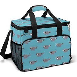 Cartoon wasberen grappige koeltas opvouwbare draagbare geïsoleerde zakken lunch draagtas met meerdere zakken voor strand, picknick, camping, werk