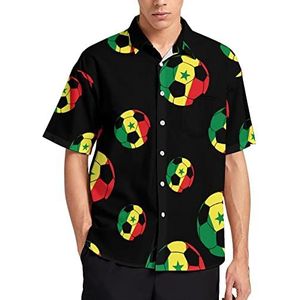 Senegal Voetbal Hawaiiaans shirt voor heren, zomer, strand, casual, korte mouwen, button-down shirts met zak