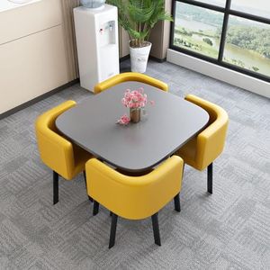 SOLKIN Conferentietafel met stoelen set, zakelijke onderhandelingstafel en stoelcombinatie, kleine vergadertafel en stoelen set, ruimtebesparend (tabel Kleur: grijs)