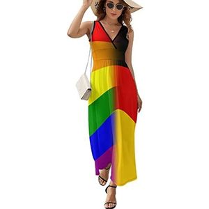 LGBT Pride Duitsland vlag dames lange jurk mouwloze maxi-jurk zonnejurk strand feestjurken avondjurken S