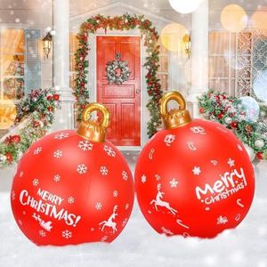 Opblaasbare kerstbal, 60 cm gigantische kerstversierde bal, opblaasbare PVC- kerstballen voor buiten, grote hangende kerstballen, ornamenten voor Nieuwjaar, Kerstmis, tuin, gazon, tuindecoratie (rood A Opblaasbare kerstbal, 60 cm gigantische kerstversierde bal, opblaasbare PVC- kerstballen voor buiten, grote hangende kerstballen, ornamenten voor Nieuwjaar, Kerstmis, tuin, gazon, tuindecoratie (rood A