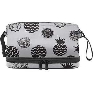 Grote capaciteit reizen cosmetische tas,ananas comosus grijs, make-up tas,Waterdichte make-up tas organisator, Meerkleurig, 27x15x14 cm/10.6x5.9x5.5 in