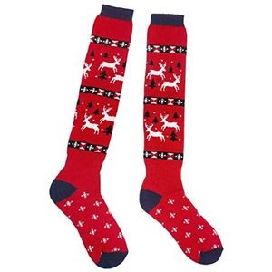 Weri Spezials Pluche kniekousen voor dames en heren, volledige frotee met Noord-patroon in meerdere kleuren., rood, 43/46 EU