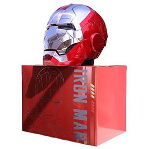 MXXYM Iron Man Helm 1: 1, MK5 draagbaar elektrisch openen en sluiten volgelaatsmasker voor Halloween-verjaardags-cadeauprop BGGNG met stem en touch-bediening A