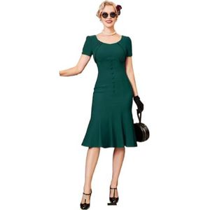 jurken voor dames Bodycon-jurk met knoopdetail en zeemeerminzoom (Color : Dark Green, Size : 2XL)
