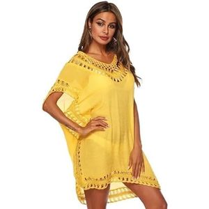 SkyjOy Cover-up voor vrouwen, strandkleding voor vrouwen, tuniek, strandbedekking voor vrouwen, grote maat, zwarte jurk, gehaakte cover-ups, wit polyester, vrouwelijke zonnejurk, badpak cover-ups voor