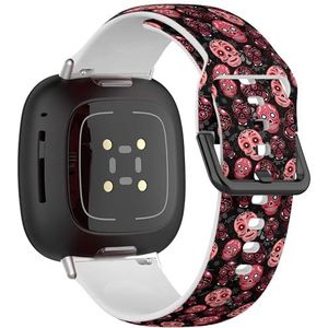 Zachte sportband compatibel met Fitbit Sense/Sense 2 / Versa 4 / Versa 3 (Skull Girl Pink) siliconen armband accessoire
