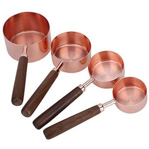 Maatbekers, 4 stuks Multifunctionele roségouden maatlepel Roestvrij staal Hout bakken Maatlepels voor het maaien van meel Suikerhaver 60 ml 80 ml 125 ml 250 ml