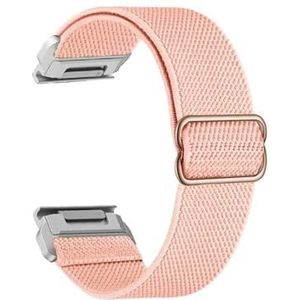 20 22 26 mm elastisch geweven nylon lusband geschikt for Garmin Fenix ​​7X 6X 5X 7S 6S 5S Pro 7 6 5 Plus 3HR 945 Epix Gen 2 Enduro horlogeband (Color : Pink Sand-Silver, Size : 26 Descent Mk1 Mk2)