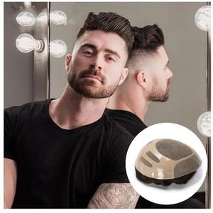 WMen'S Concealer pruiken Menselijk haar herentoupetje 8x10 inch basis capillair systeem fijne monohaarprothese pruiken(Jet Black)