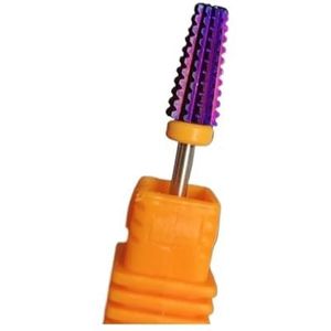 DHRCONPA Paarse geplateerde 5-in-1 hardmetalen nagelboorbits met snijkant, 2-weg boren, taps toelopende bitfrees for manicure, nagels en accessoires