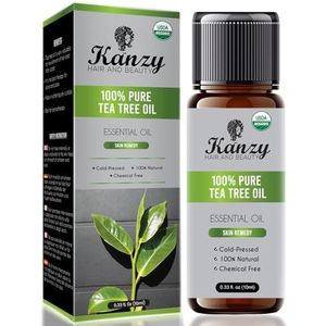 Kanzy Biologische Tea Tree Essentiële Olie – 100% Pure Tea Tree Olie voor Huid, Haar, Gezicht, Nagels – Natuurlijk, Vegan en Onverdund voor Aromatherapie & Diffusers