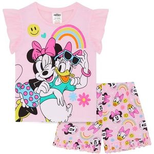 Minnie Mouse & Daisy Duck Girls 100% gekamd katoen korte pyjamaset, Minnie/Madeliefje, 18-24 Maanden: 92cm