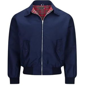 Walker and Hawkes Klassieke Harrington jas voor heren, tijdloos, waterafstotend voorjaarsjack, premium katoen, met flanel gevoerd, Donkerblauw, S