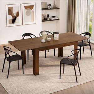 Mobili Fiver, Uitschuifbare keukentafel, Easy, 140(220) x90 cm, Canaletto Noten, Made In Italy