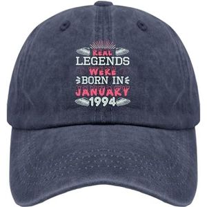 TKPA MOL Baseball Caps Real Legends werden geboren in januari 1994 Trucker hoeden voor mannen retro gewassen denim verstelbaar, Donkerblauw, Eén Maat