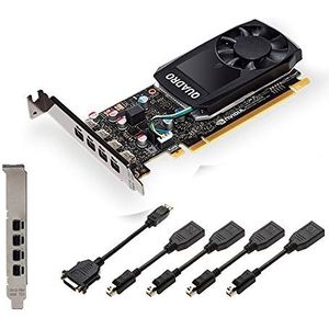 Nvidia Quadro P600 2 GB GDDR5 grafische kaart - 128-bits geheugenbus, 4 mini DisplayPorts, Low en High Profile Bracket