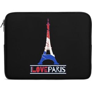 I Love Parijs Frankrijk Eiffeltoren Laptop Sleeve Case Casual Computer Beschermhoes Slanke Tablet Draagtas Aktetas 15 inch