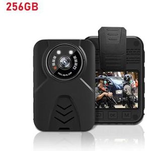 Draagbare DV-camera YSW-Q11 Body Camera HD 1080P Op het lichaam gemonteerde camera Beveiliging Video-opname Wearable Nachtzicht Mini Politie Body Cam(256GB)