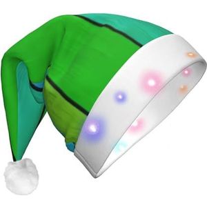 OPSREY Regenboog Gekleurde Houten Achtergrond Gedrukt Kerstmuts Volwassen Kerst Glitter Hoed Glow Christmas Hat