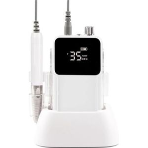 De beste borstelloze 85W elektrische nagelvijl 35000 RPM snoerloos, stil en stabiel, lange levensduur nagelboormachine(White,AU)