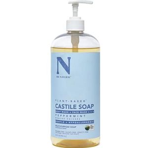 Dr Natural - Organic Pure Castile Peppermint Scented Multi-Purpose Liquid Soap Made with Real Shea Butter to Moisturise Use as a Body Wash, Shampoo, Facial Cleanser or Hand Soap 944ml